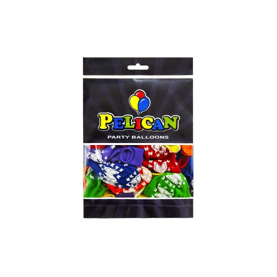Шарики латексные Pelican 12" (30см) "Бабочки" 5-стор 50шт Разноцветный Pelican (824010)
