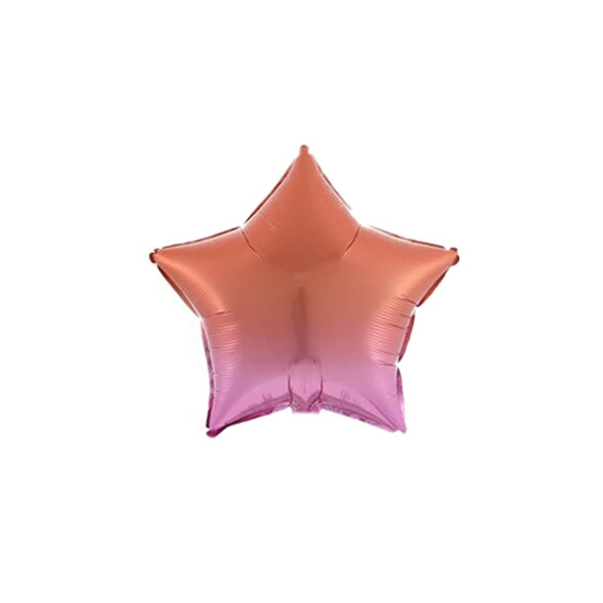 Шарик фольг 18' ЗВЕЗДА ОМБРЕ ОРАНЖЕВО РОЗОВАЯ 45см (цена за упак/5шт) (832676)