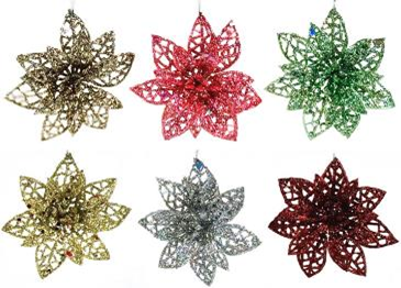 Игрушка на елку "Цветок блестящий разнцветнй 6шт х 6см" 6 цветов (21181)