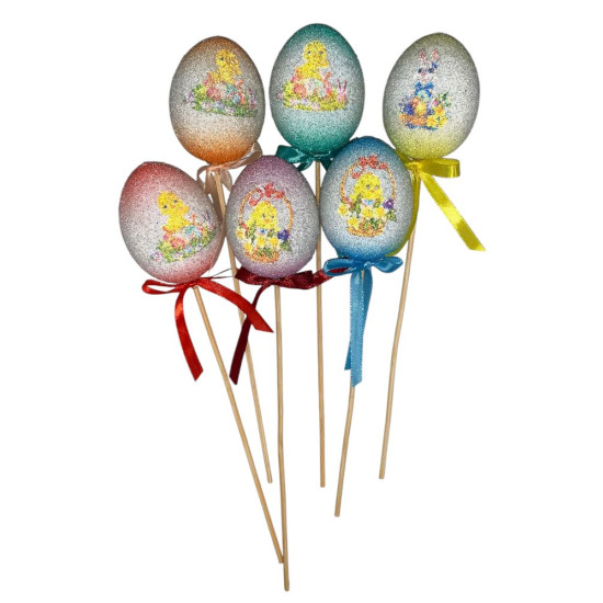 Топпер пасхальные яйца "Сахарные" с рисунком 6 х 4,5см  -6шт (L00138)