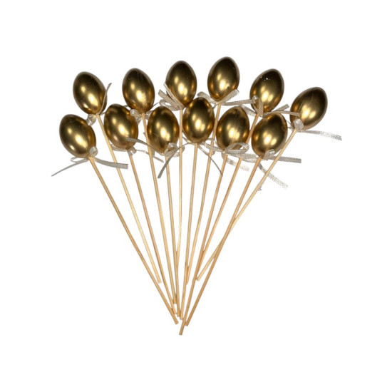 Топпер пасхальные яйца 4 х 3см  Золото -12шт (L00150)