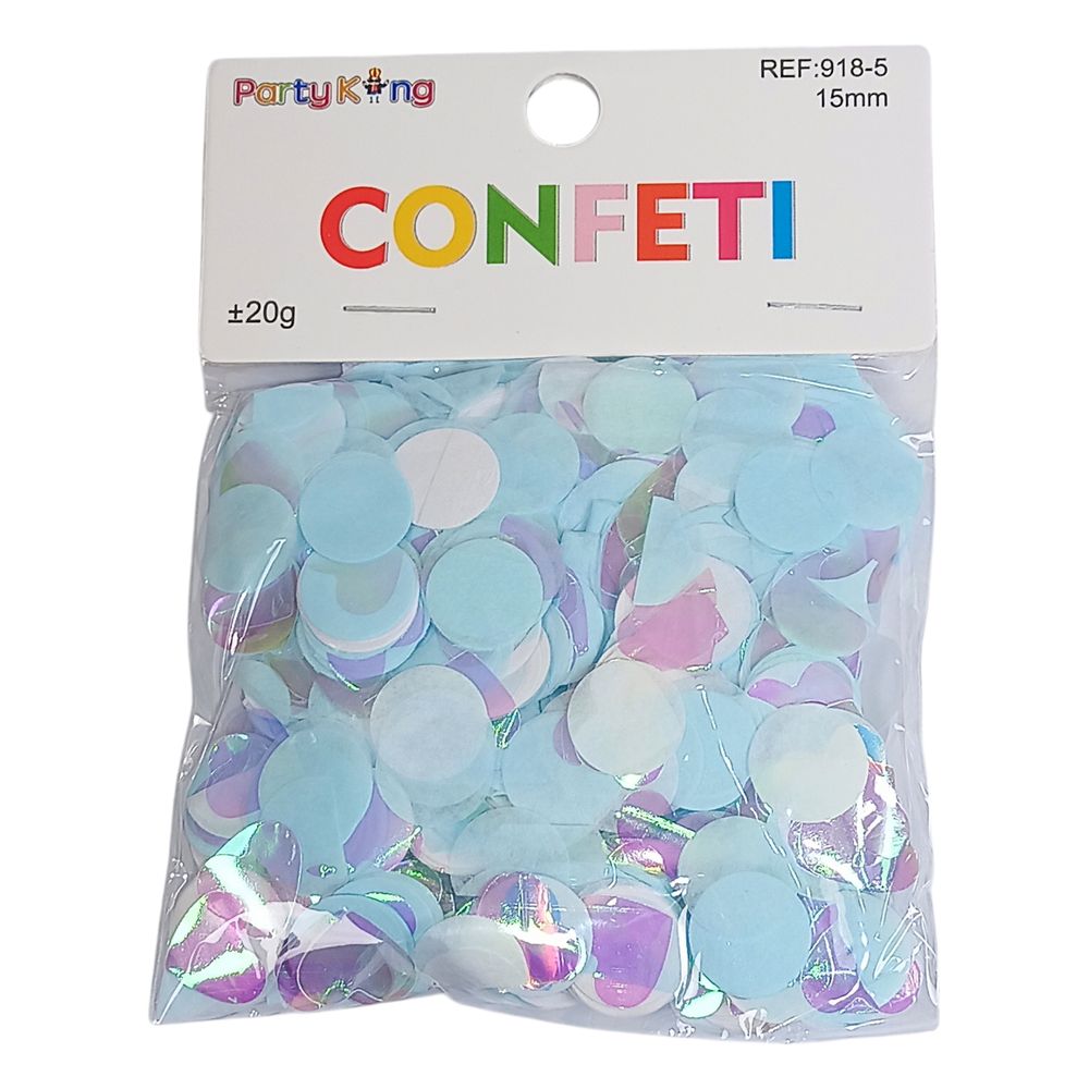 Конфетти кружочки 15мм, ±20гр голубое (918-5 blue)