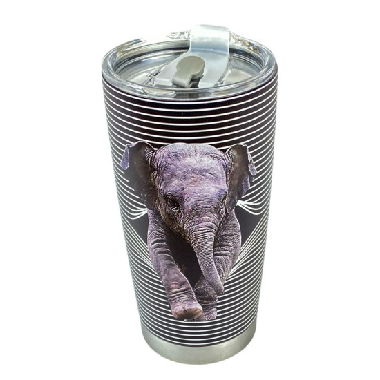 Термо склянка металева 590 мл "Слон 3D" з кришкою (590-2)