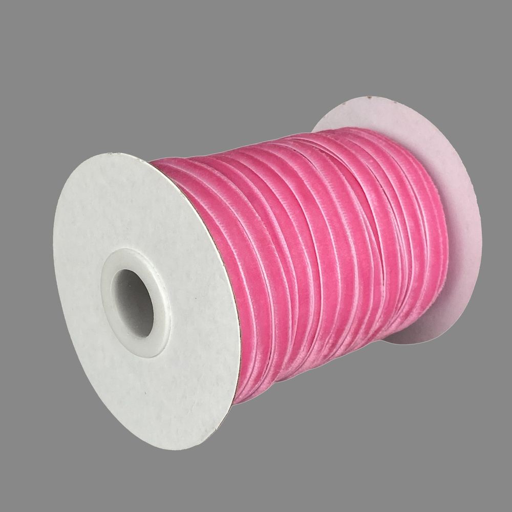 Оксамитова стрічка  0,6 см х  50 ярдів Рожевий Marill (D00806- C 08)