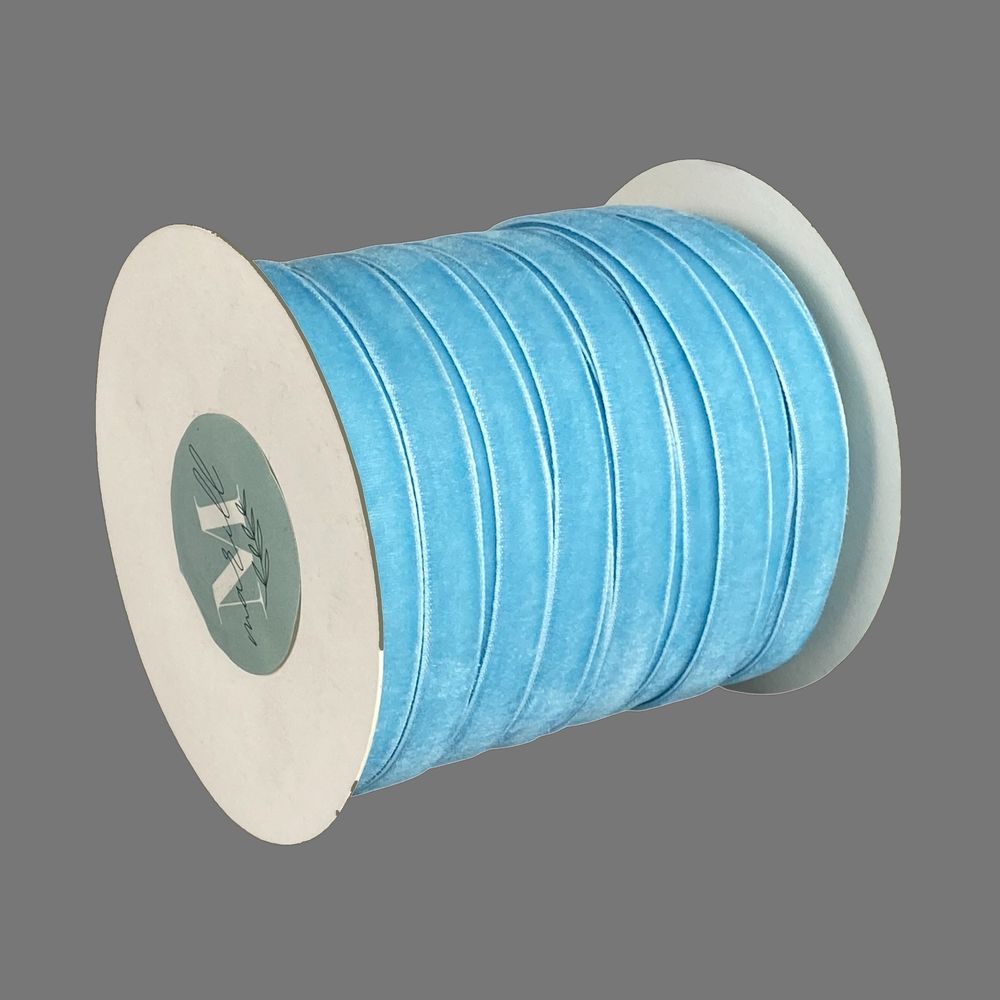 Оксамитова стрічка  1,0 см х 50 ярдів Блакитний Marill (D00910- C 61)