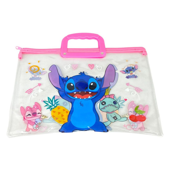 Папка-портфель ПВХ прозрачная "Стич" 28 х 39см, 30мкм, 4 вида (33-ST)