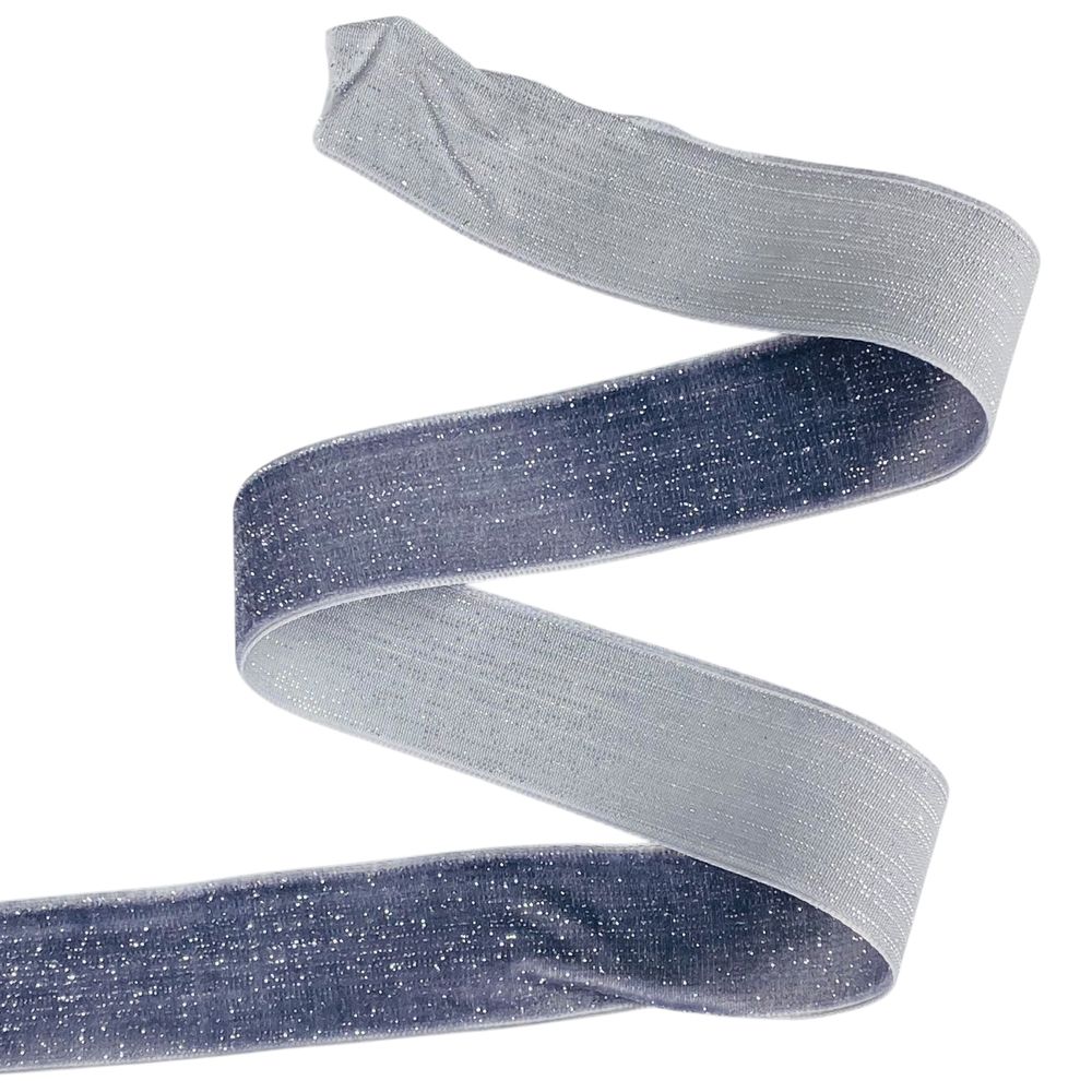 Оксамитова стрічка  блискуча 2,5 см х 50 ярдів Сірий Marill (D16725- dark gray)