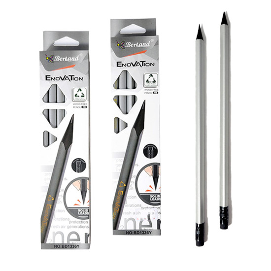 Карандаши чернографитные, HB, треугольные пластиковые, серебряные Серебряный Без бренда (BD1336Y silver)