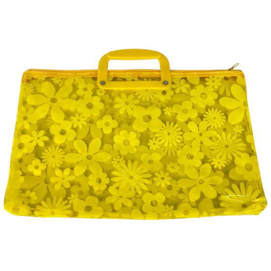 Папка-портфель ПВХ прозрачная "Flowers" 28 х 39см, 30мкм, 6 цветов (33-FL)