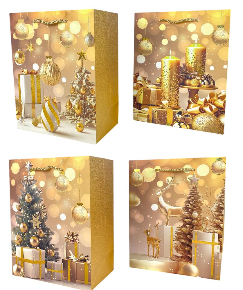 Пакет подарунковий  новорічний , 18 х 23 х 10cm 4 дизайни (814S)