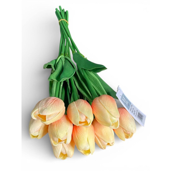 Букет тюльпанів з ефектом живого дотику 9 бутонів (4 х 4см) персиково-рожевий 34 см Різнокольоровий Marill (C30444-07)