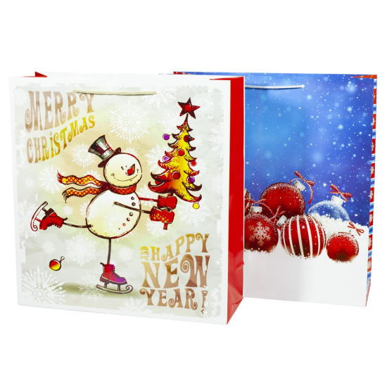 Пакет паперовий 150г великий квадрат, новорічна  серія 35х35х12 (PVM353512-5)