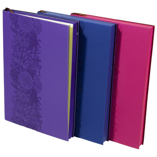 Щоденник недатований клітина "Квіти" А5, soft touch, м'який, фарб. торець, 160 аркушів, тиснення (1433-А5NK)