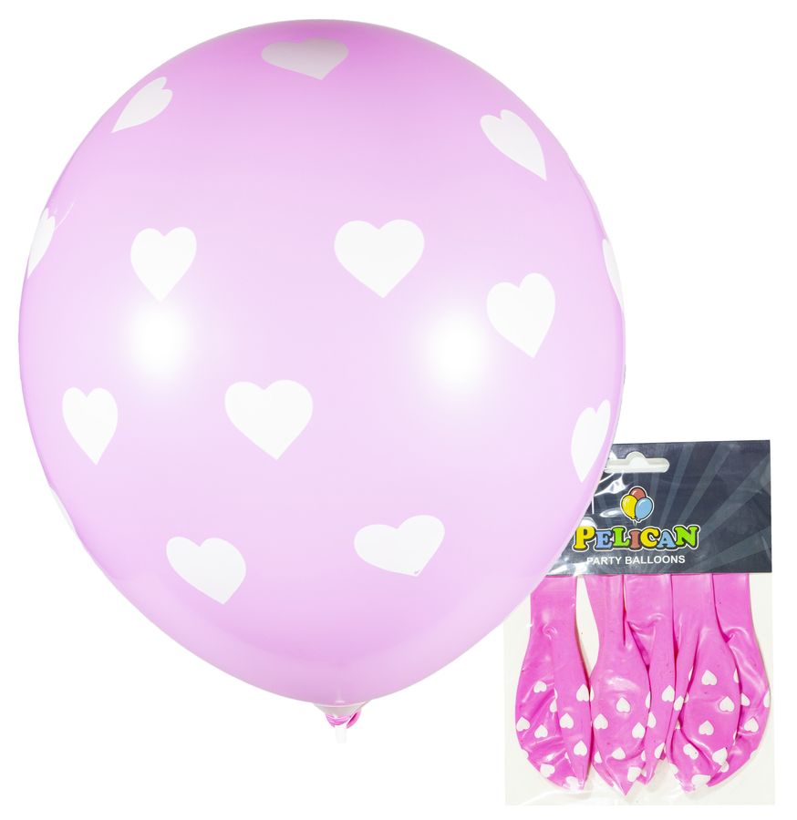Кульки Pelican 12 '(30 см), рожевий - сердечко, 5шт / уп (827520/1205-520)