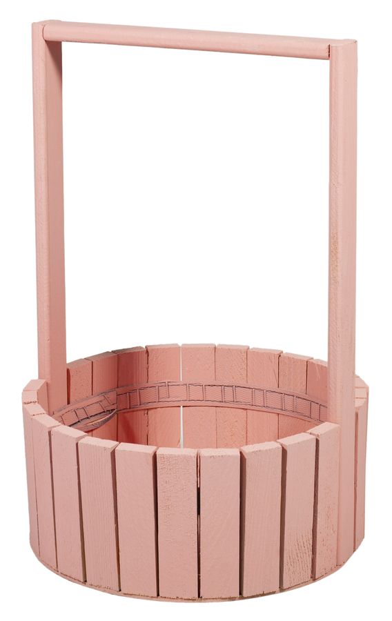 Корзина коралл деревяная круглая большая BW-230 (BW-230 coral)