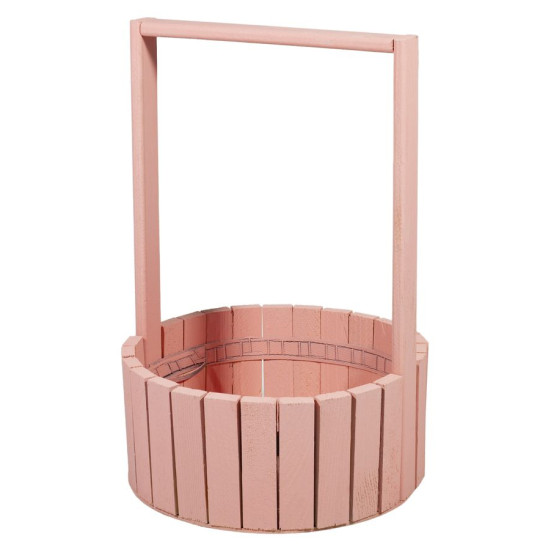 Корзина коралл деревяная круглая большая BW-230 (BW-230 coral)