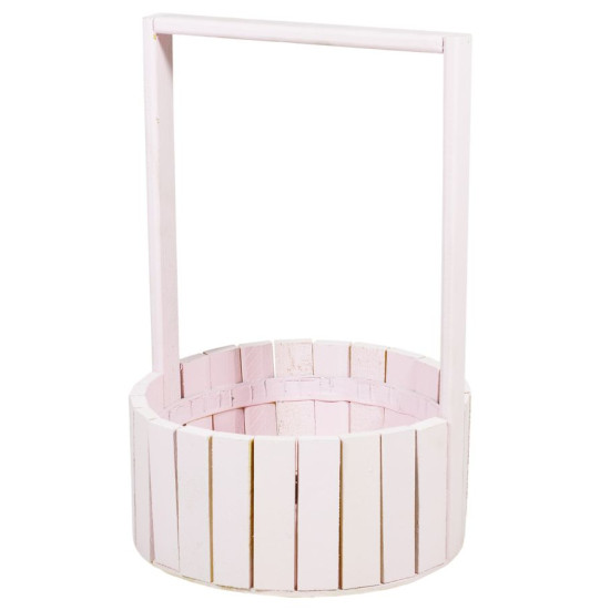 Корзина розовая деревяная круглая большая BW-230 (BW-230 pink)