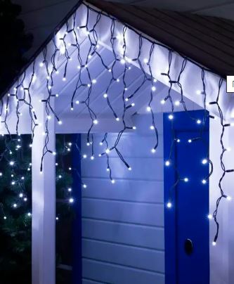 Гирлянда Бахрома уличная 105 LED 3м х 0,6м черный (белый + FLASH) Белый Unison (1441-030)