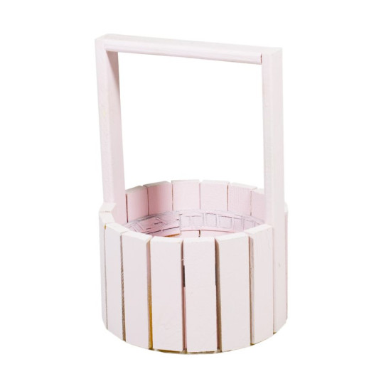 Корзина розовая деревяная круглая маленькая BW-150 (BW-150 pink)