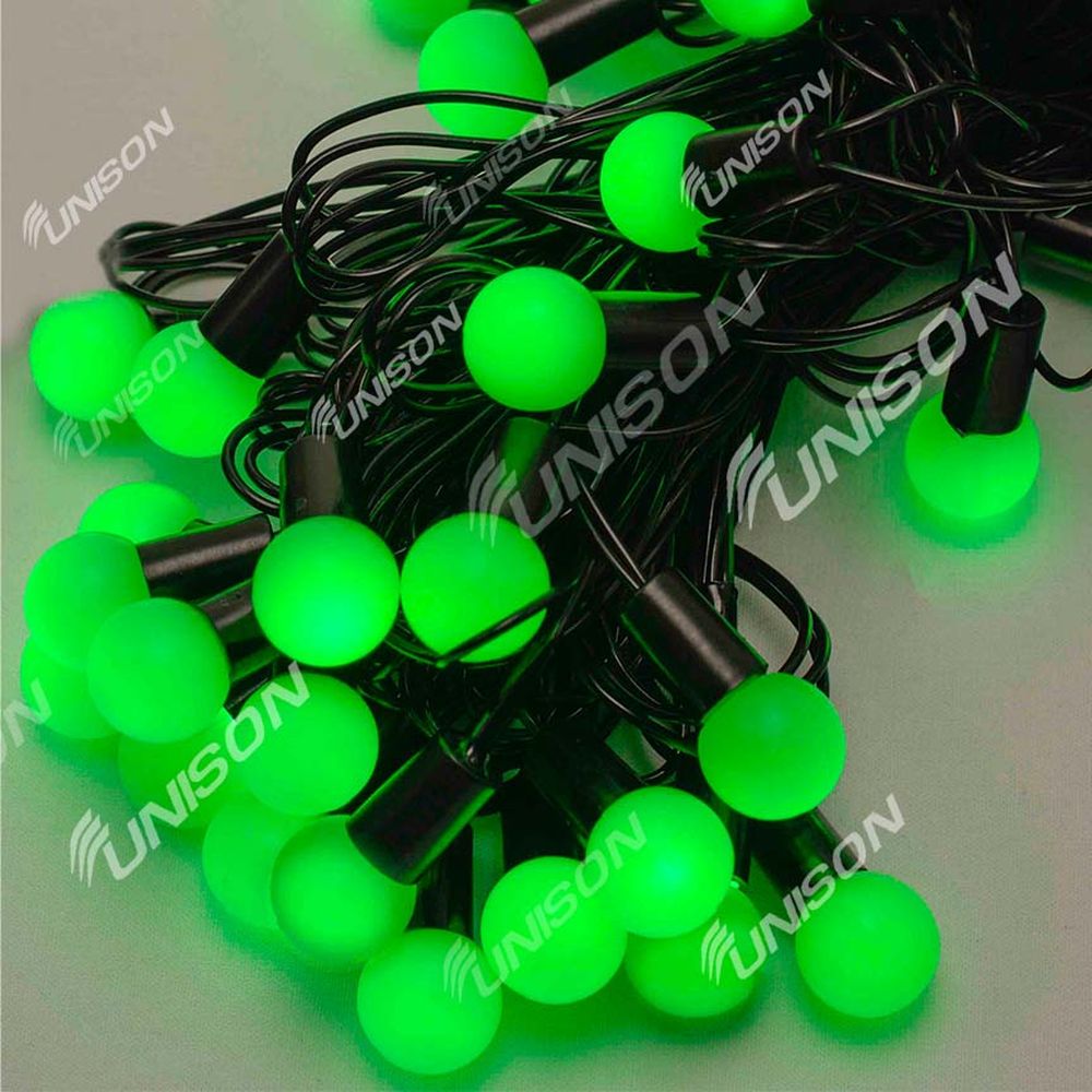 Шарики 18мм 40 LED, 7м + переходник, зеленый Зеленый Unison (1318-04)