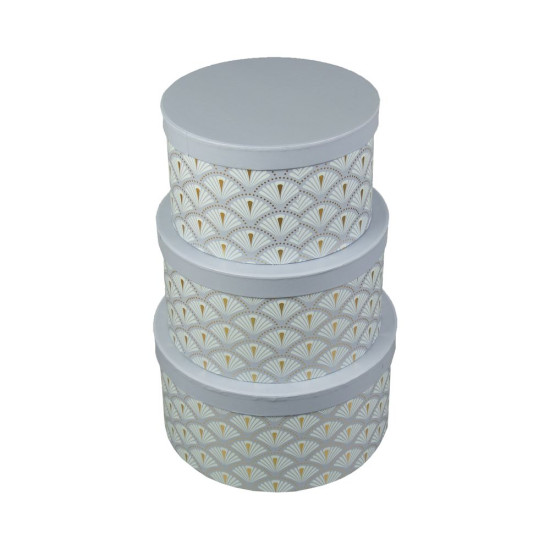 Коробка подарункова кругла в наборі  3шт (24,5 x 12,5cm/22 x 12cm/19,5 x 11,5cm ) Сірий Unison (W5969)