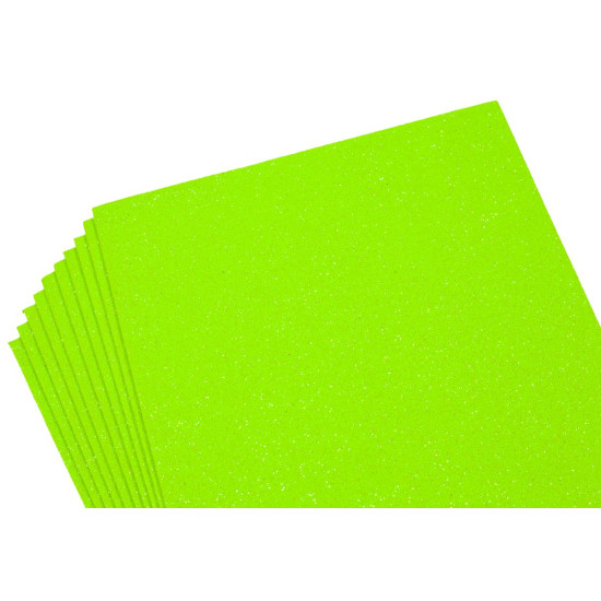 Фоамиран с глиттером  1,8мм, 10 листов, салатовый Зеленый Unison (10510)