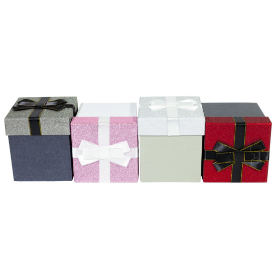 Подарочная квадратная  коробка с веревочными ручками, 4шт/уп,  158-95 (158-95)