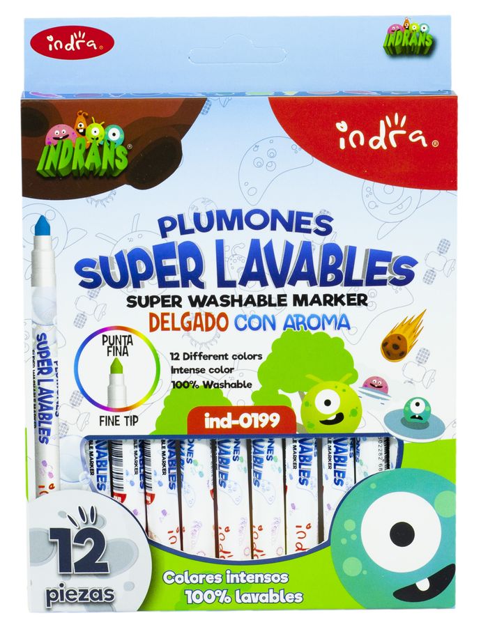 Фломастеры смывающиеся 12 цветов,Unison, 0199 (0199)