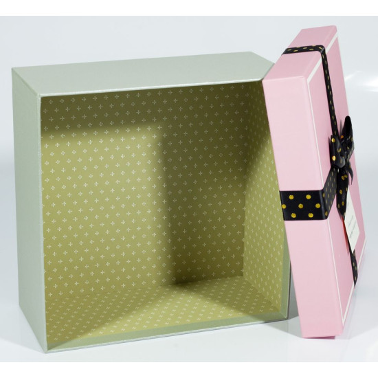 Подарункова коробка JKZ-69, квадратна  рожева з сірим, 21х21х10cm/17х17х9/14х14х7cm   3шт. в наборі (JKZ-69)