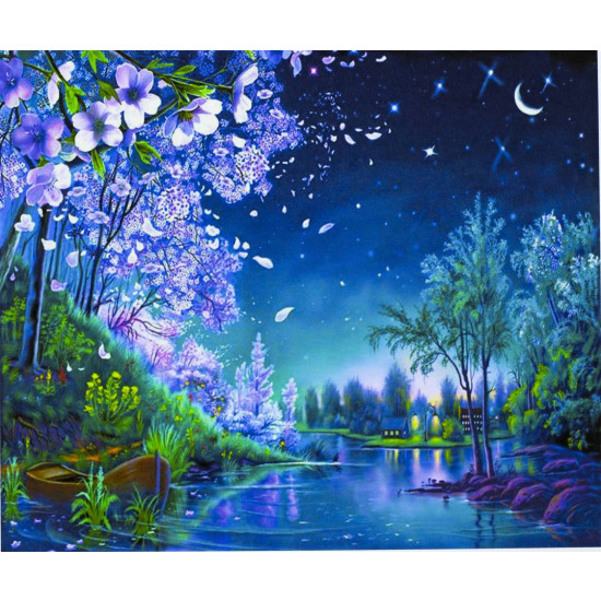 Картина по номерам "Ночь" 40*50см,крас.-акрил,кисть-3шт. (3233_B)