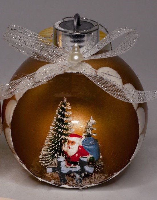 Елочный шар LED 3D фигура "Новый год" 9 х 11 х 6,5см Желтый Unison (0019_1КKP)