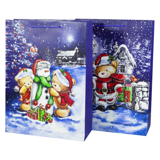 Пакет подарунковий 1090L, новорічний-4 диз., 31*42*12cm (1090L)