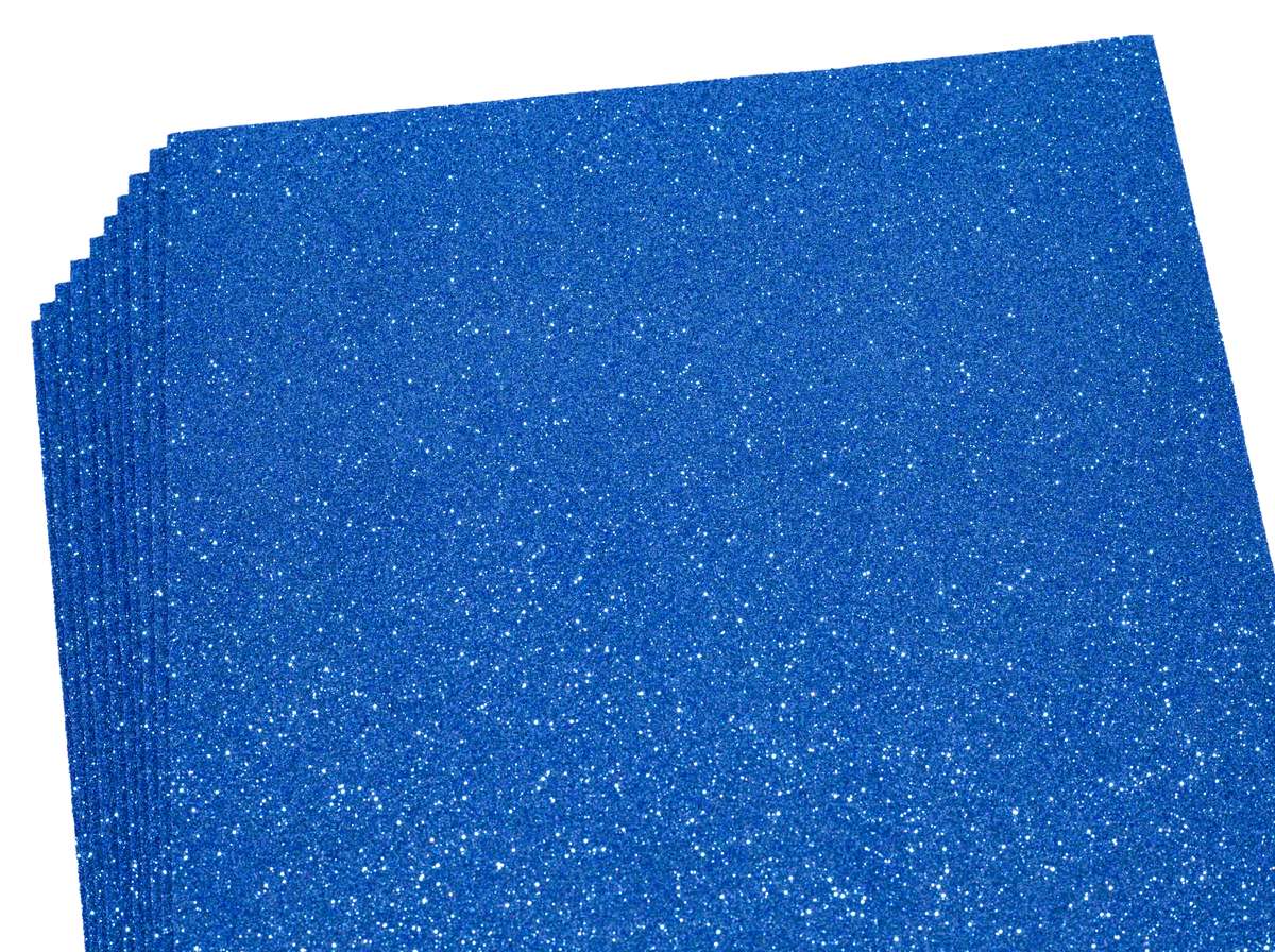 Фоаміран 1мм,  10 аркушів 21х29,7  -  темно-блакитний з глітером (17GLA4-009)