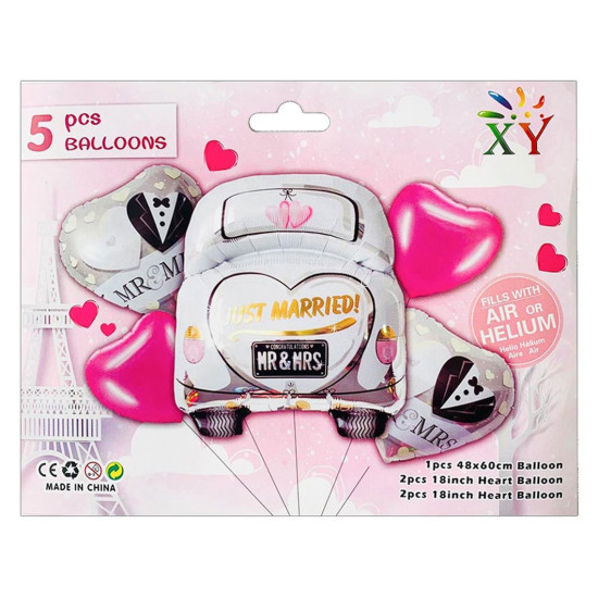 Набор из 5 шариков, СВАДЕБНОЕ АВТО Разноцветный Pelican (836935)