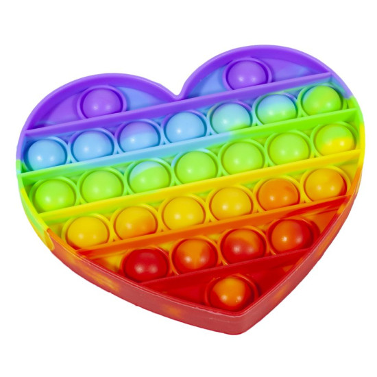 Игрушка-антистресс - пупырка сердце "POP IT" радуга (PI-R сердце)
