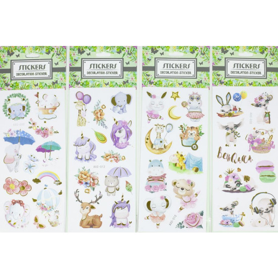 Наклейка-декор с золотой обводкой "Птички,цветы,корабли" 25*9см,12 видов, ST-4400 (ST-4400)