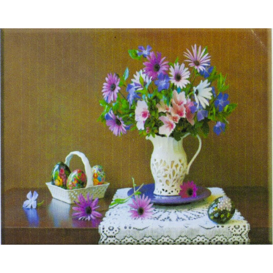 Алмазна мозаїка за номерами 30*40см "Букет в білому глечику" у рулоні (70762 GB)