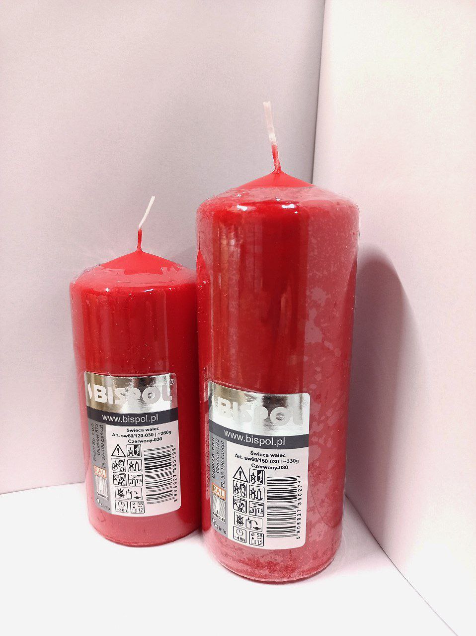 Свеча цилиндр Bispol, 48 часов, 330г, 15 х 6см Красный Unison (sw60/150-030)