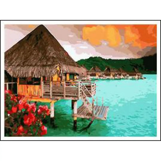 Картина по номерам 40 х 50см "Бунгало на воде" Разноцветный Unison (5399RA_B)