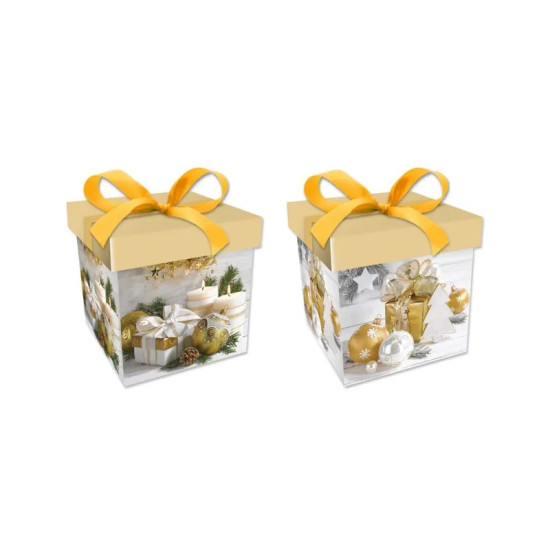 Подарочная коробочка-бокс разборная "Новогодняя" 15х15х15см, 12шт/уп, Разноцветный Unison (bl2301-225)