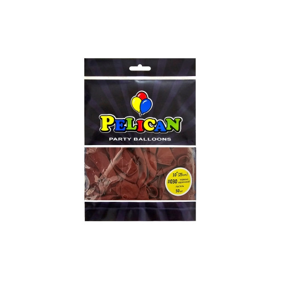Кульки Pelican латексні 10"(25cm) пастель червоно коричневий,  50шт Коричневий Pelican (810030)