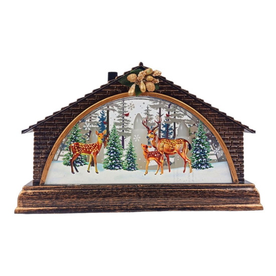 Светящийся сувенир декоративный LED "Домик-Олень" 15,5 х 4 х 9,5см (ZF-080-А-3)