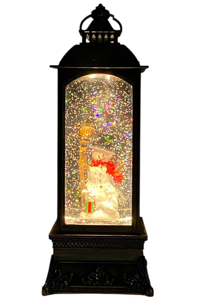 Фонарь декоративный светящийся новогодний LED, музыкальный "Снеговик" гель,блеск, 29 х 10см 2 вид (DW-3403-2)