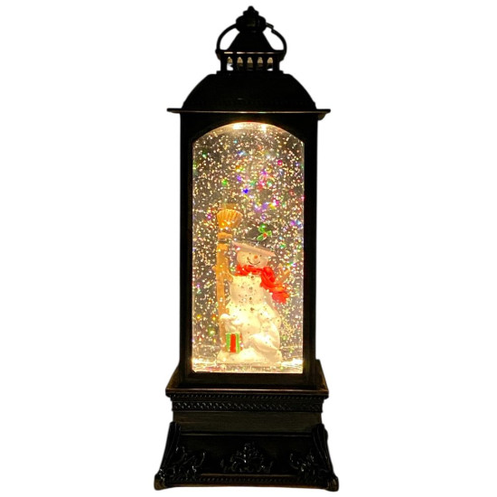 Фонарь декоративный светящийся новогодний LED, музыкальный "Снеговик" гель,блеск, 29 х 10см 2 вид (DW-3403-2)