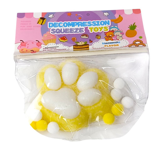 Таба сквіш антистрес  лапка хутряна  жовта (712236 yellow)