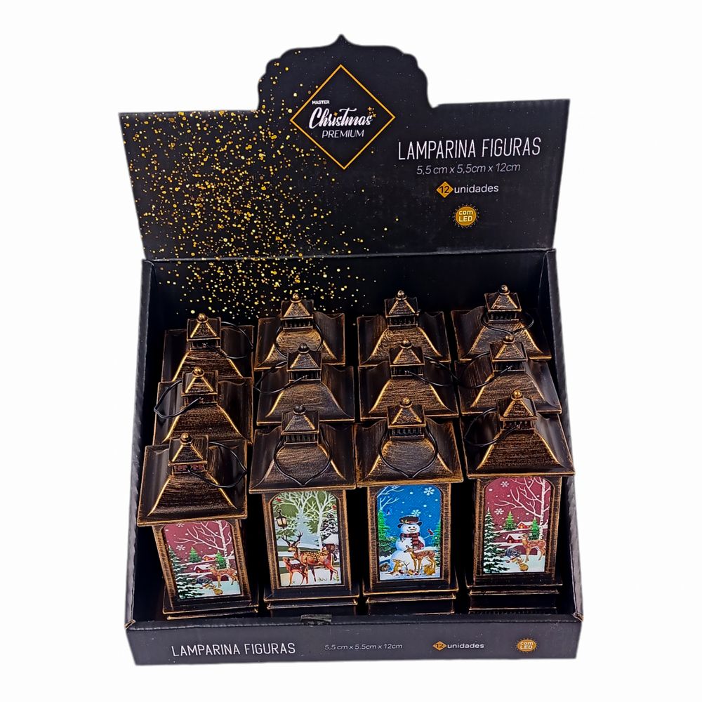 Фонарь декоративный новогодний, светящийся LED "Санта Клаус, Снеговик, Олень" 13 х 5см, бронза, 3 ви (ZF-086-C-1)