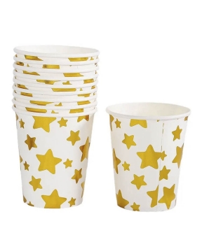 Стаканчики бумажные TM Pelican  "Белые с золотыми звездочками"  10шт (871415)
