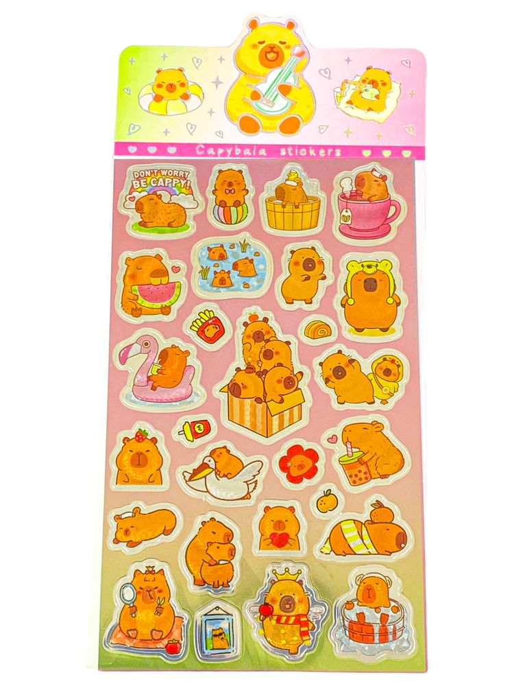 Наліпки лазерні 10,5 х 22см "Капібара" мікс (KKF)