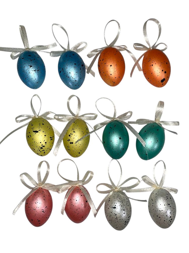 Набір великодніх яєць 4 х 3см "Барвисті"- 12шт з стрічкою (L00146)