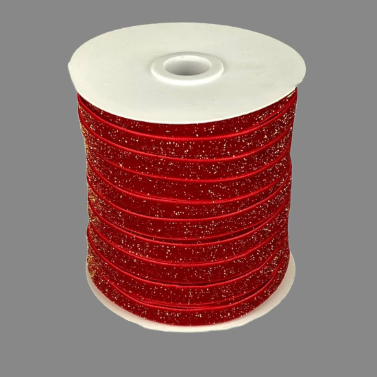 Бархатная лента блестящая 1,0 см х  50 ярдов Красный Marill (D16710- C 139)